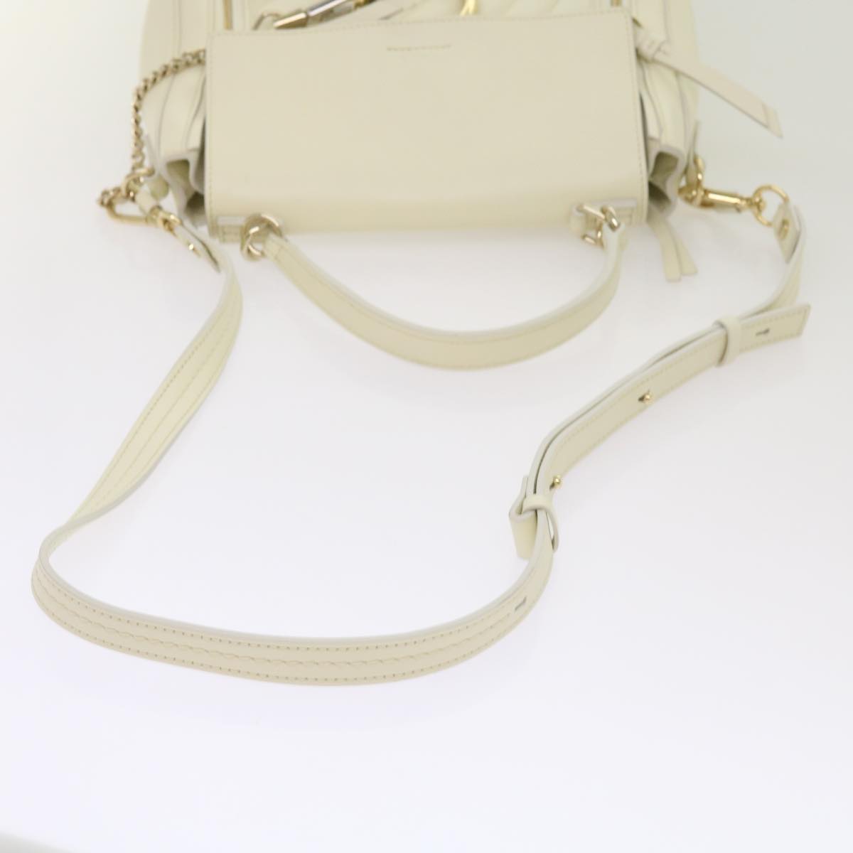 Chloe Faye day Hand Bag Leather White Auth 66645