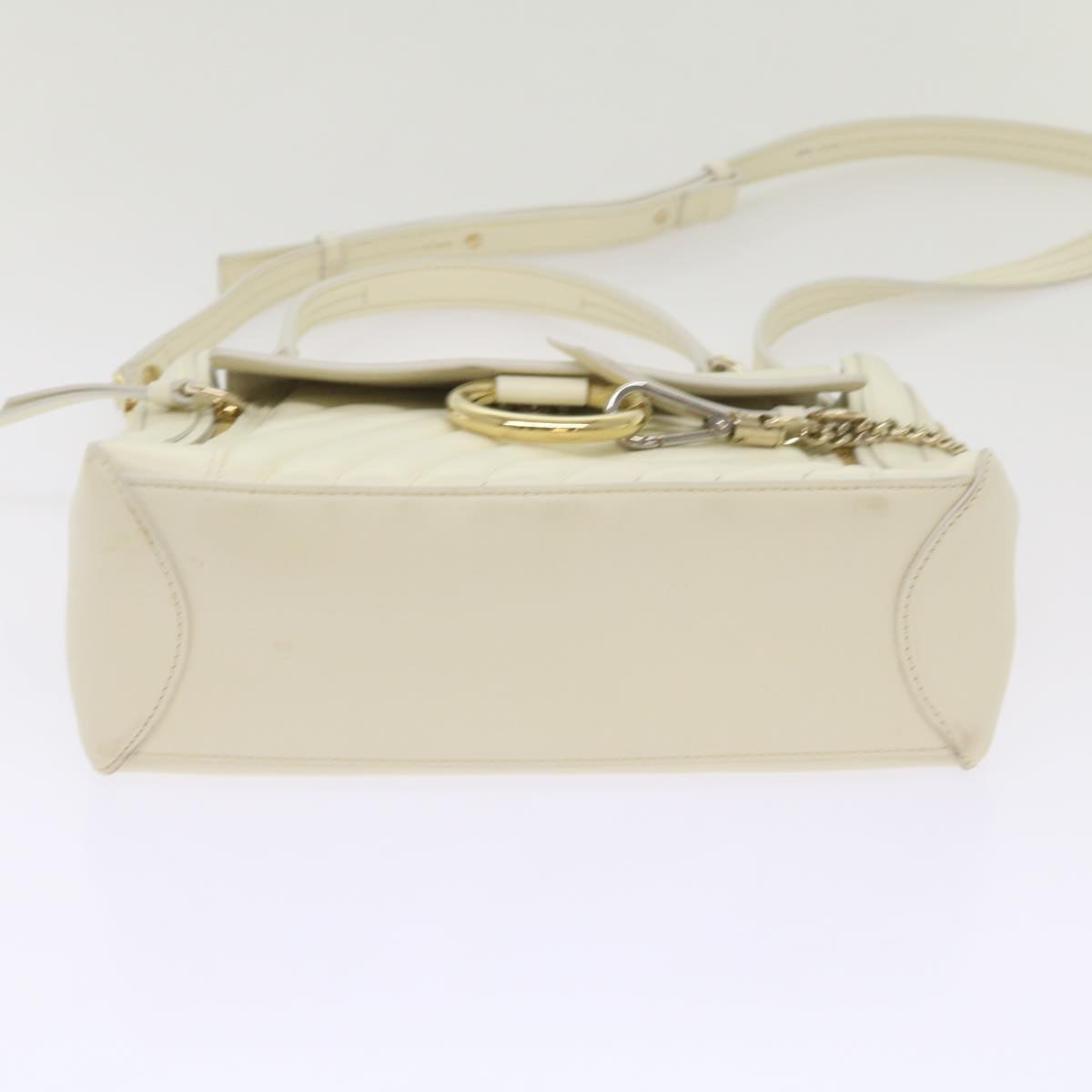 Chloe Faye day Hand Bag Leather White Auth 66645