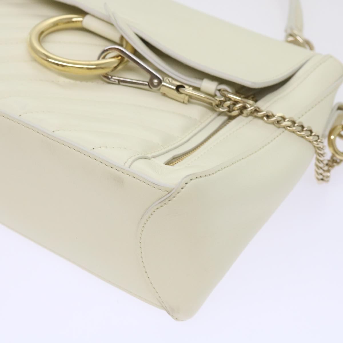 Chloe Faye day Hand Bag Leather White Auth 66645