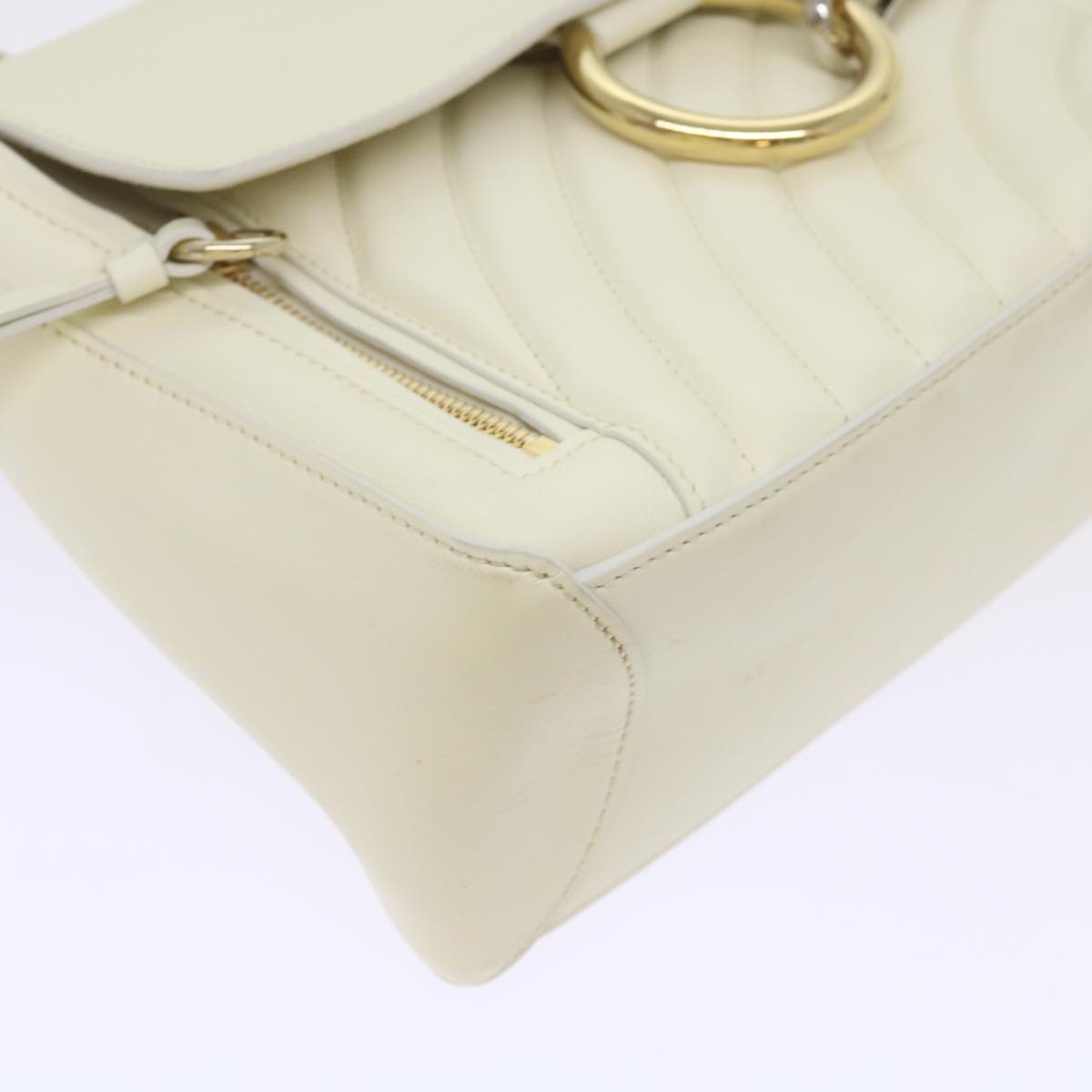 Chloe Faye day Hand Bag Leather White Auth 66645