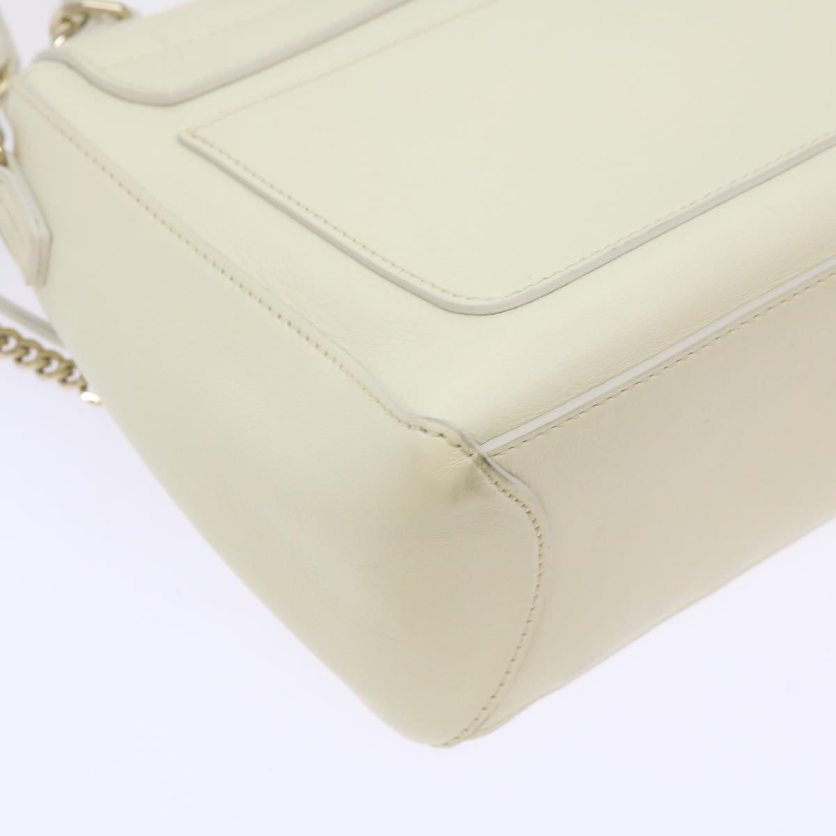 Chloe Faye day Hand Bag Leather White Auth 66645