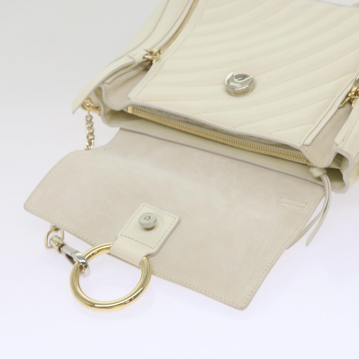 Chloe Faye day Hand Bag Leather White Auth 66645