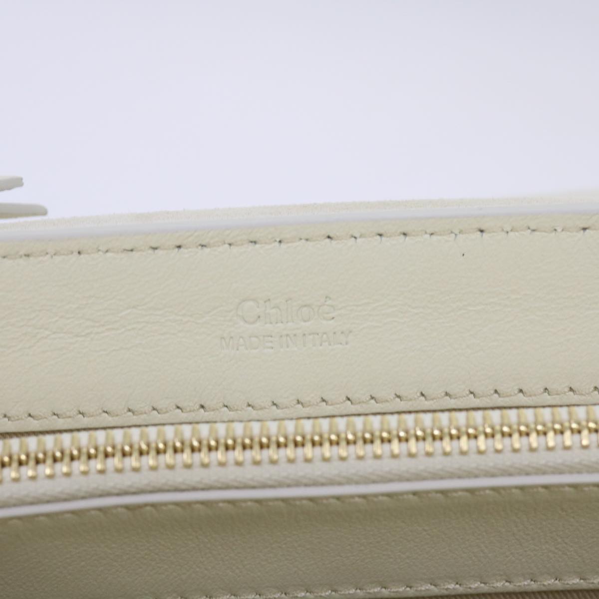 Chloe Faye day Hand Bag Leather White Auth 66645