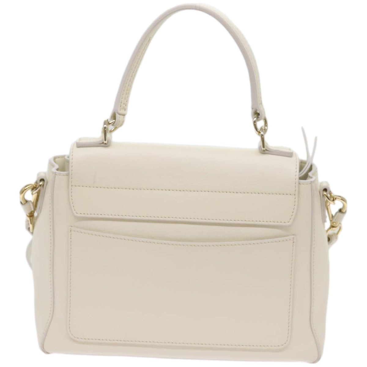 Chloe Faye day Hand Bag Leather White Auth 66645