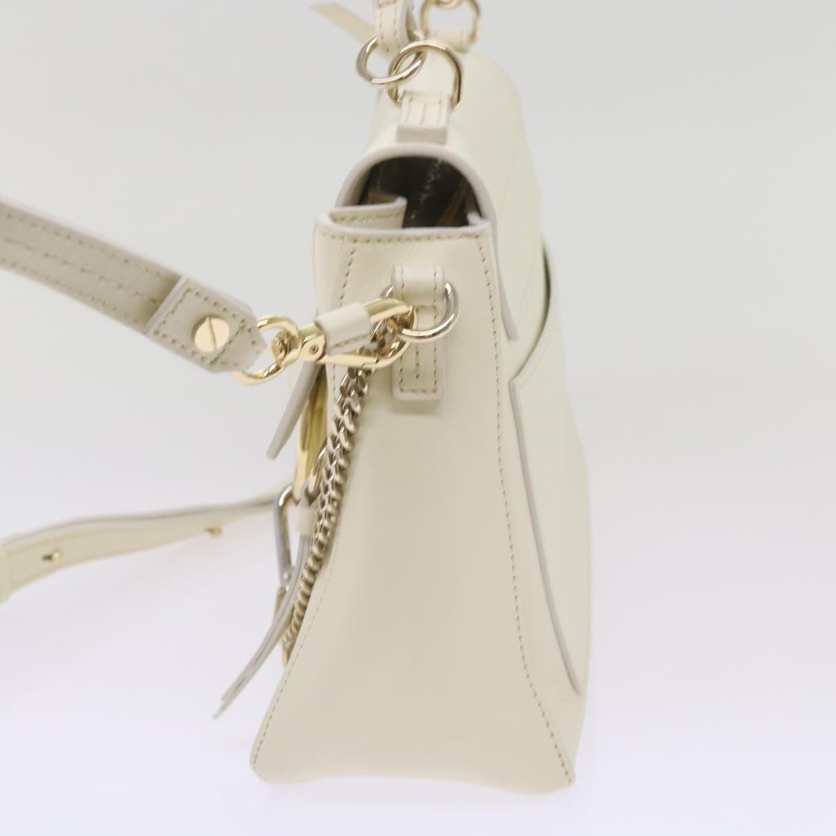 Chloe Faye day Hand Bag Leather White Auth 66645