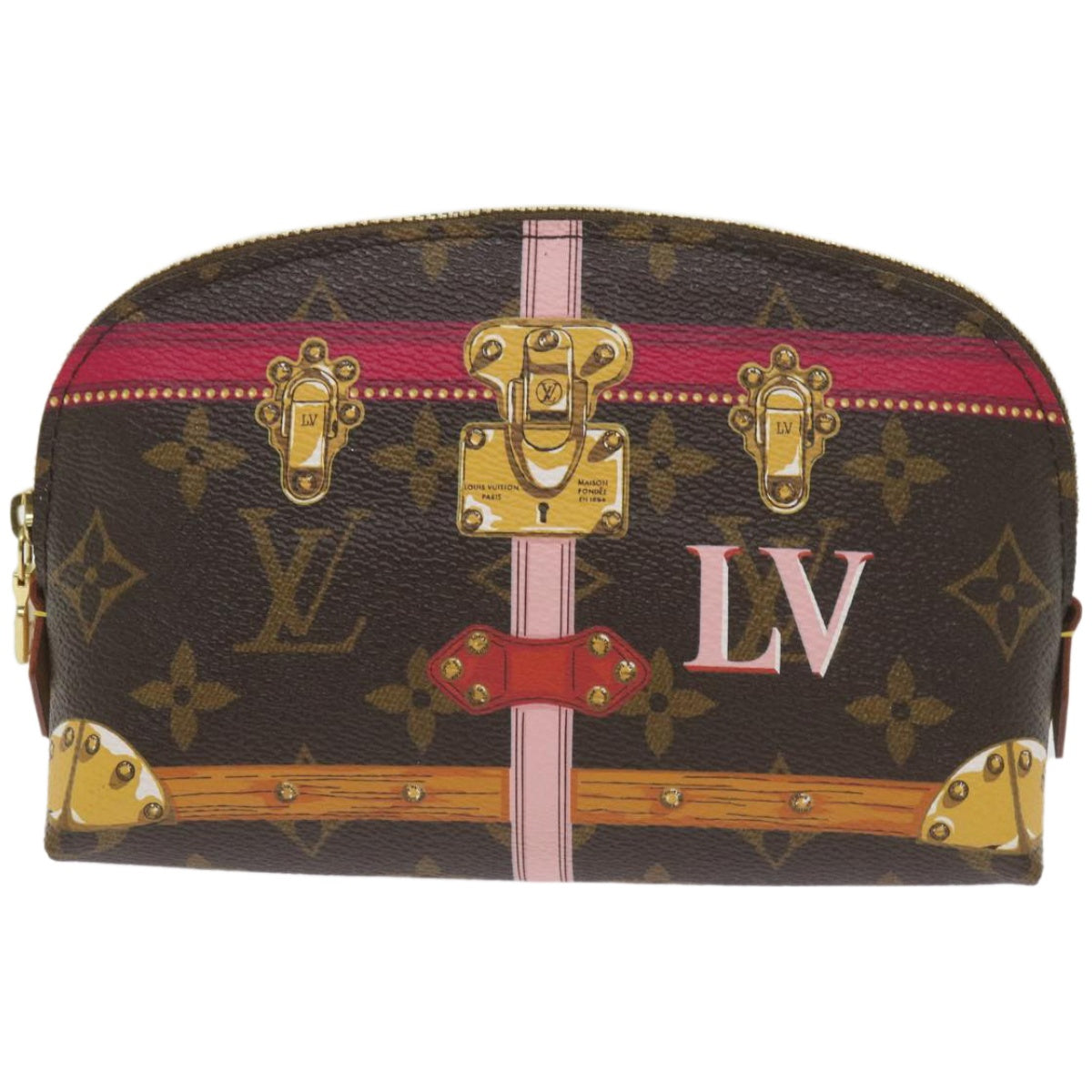 LOUIS VUITTON Monogram Summer Trunk Pochette Cosmetic Pouch M43615 LV Auth 66648