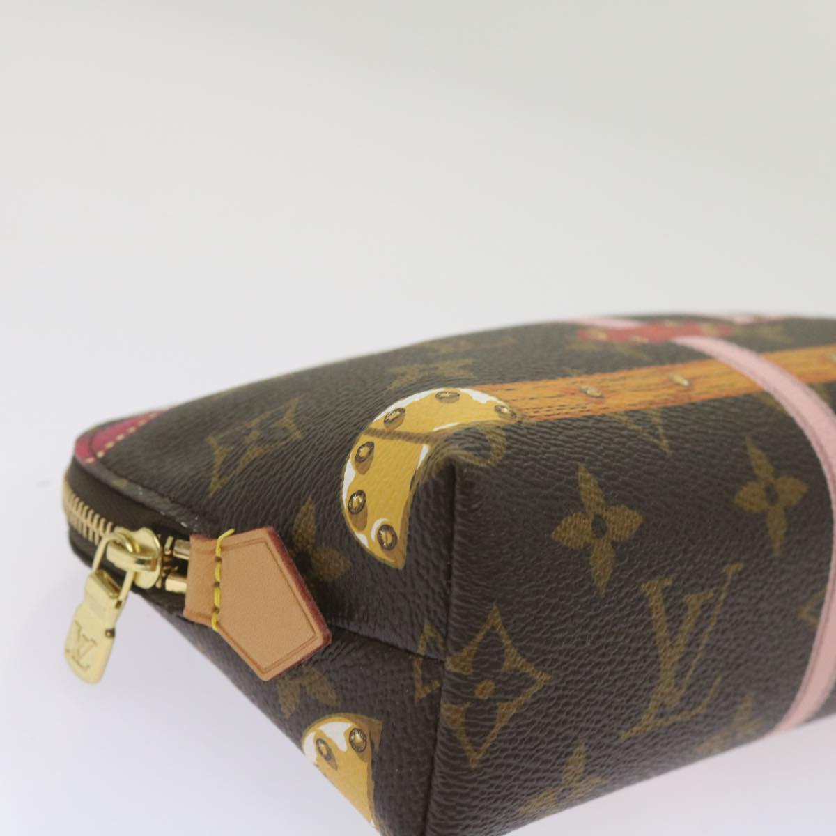 LOUIS VUITTON Monogram Summer Trunk Pochette Cosmetic Pouch M43615 LV Auth 66648