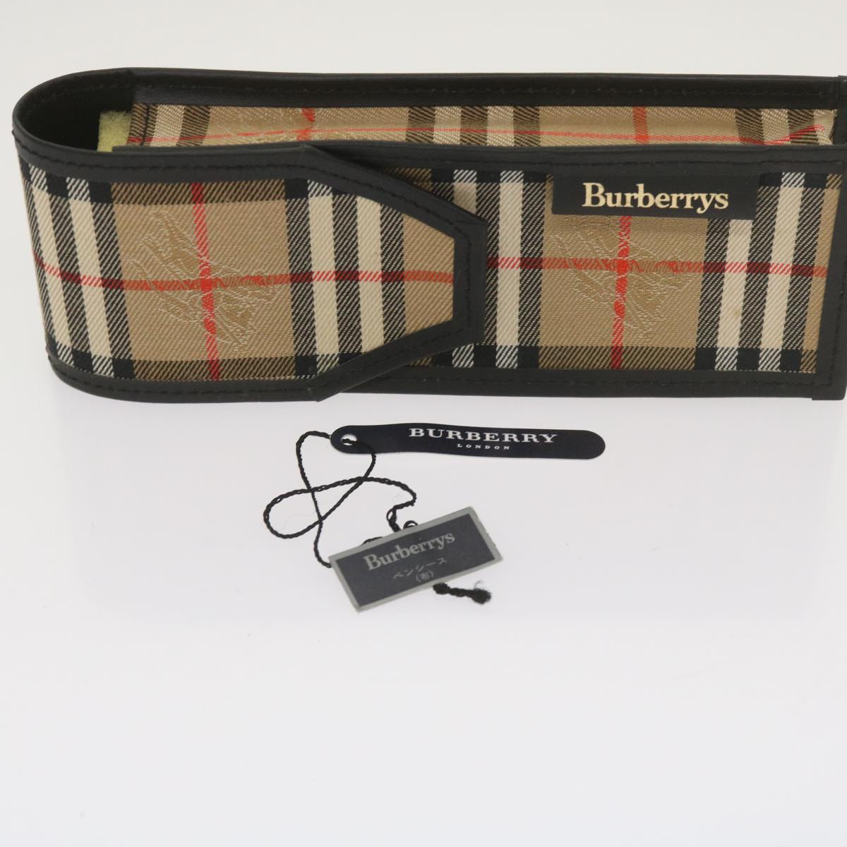 Burberrys Nova Check Pen Case Canvas Beige Auth 66656