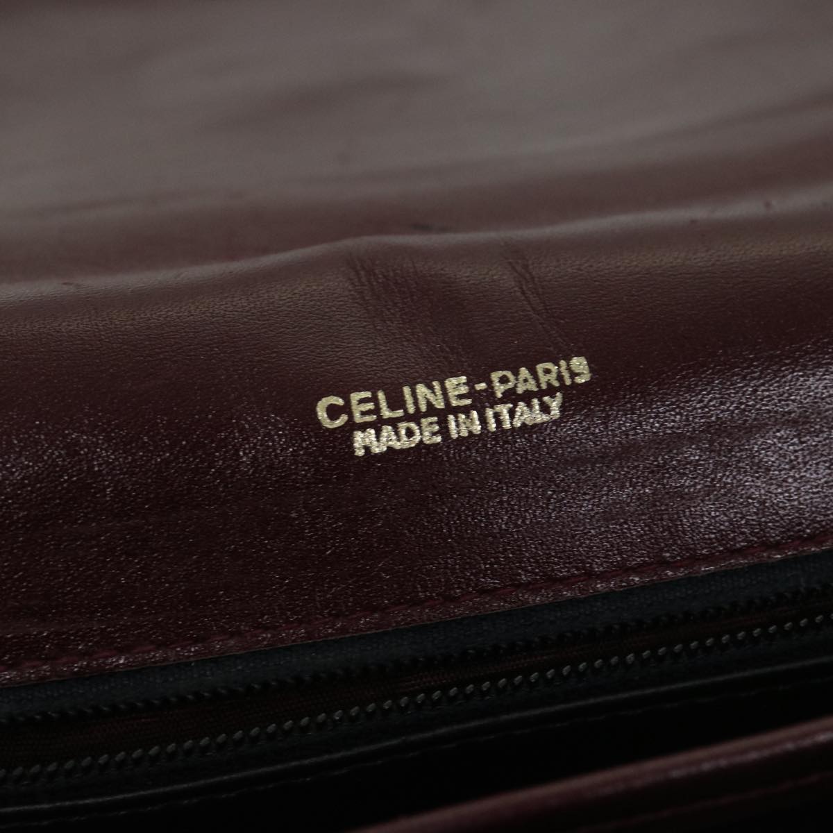 CELINE Macadam Canvas Shoulder Bag Bordeaux Auth 66661