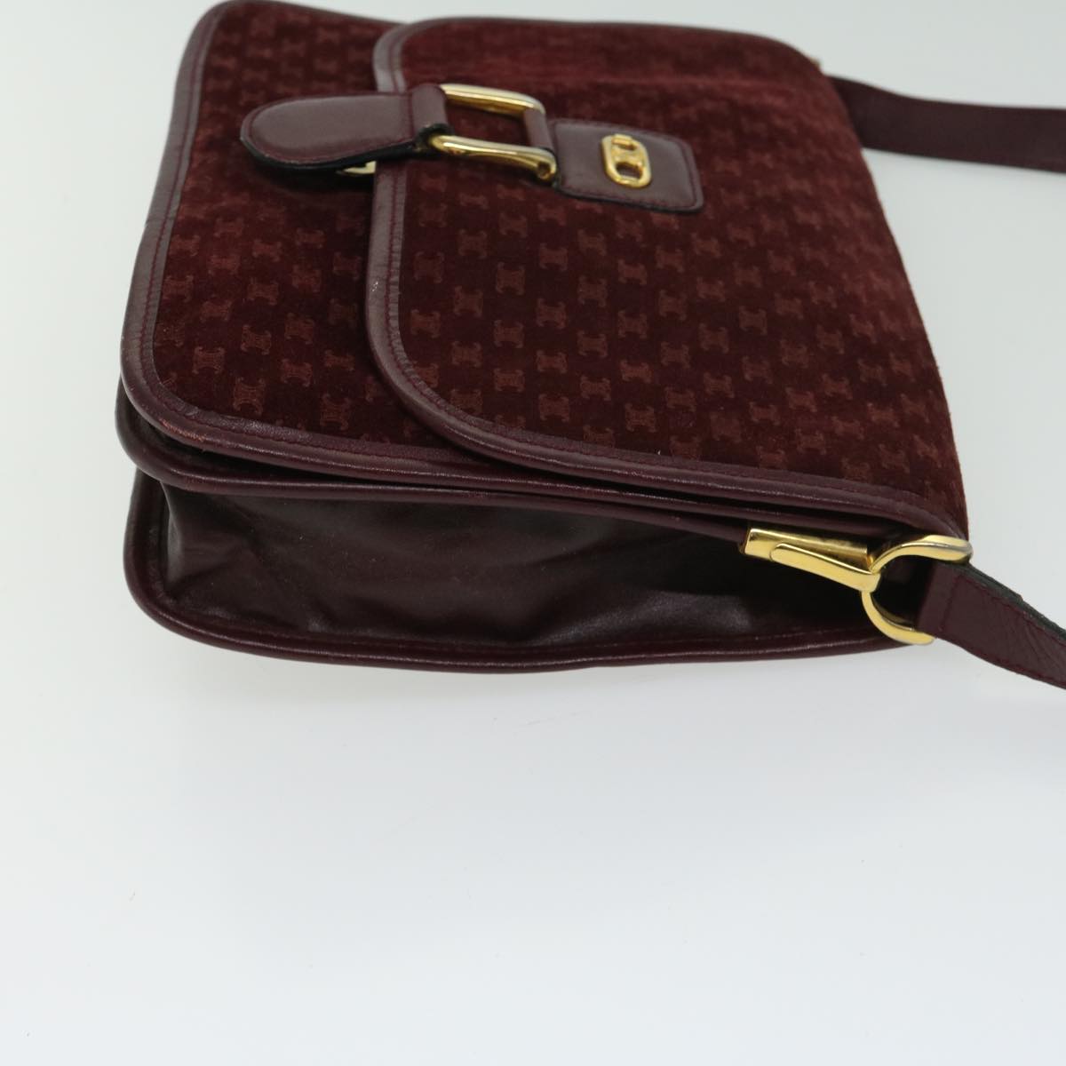 CELINE Macadam Canvas Shoulder Bag Bordeaux Auth 66661