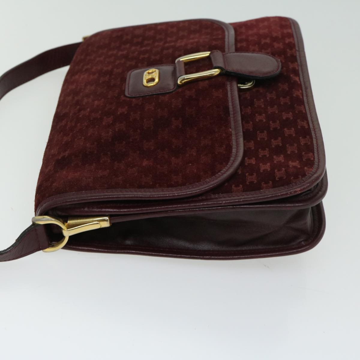 CELINE Macadam Canvas Shoulder Bag Bordeaux Auth 66661