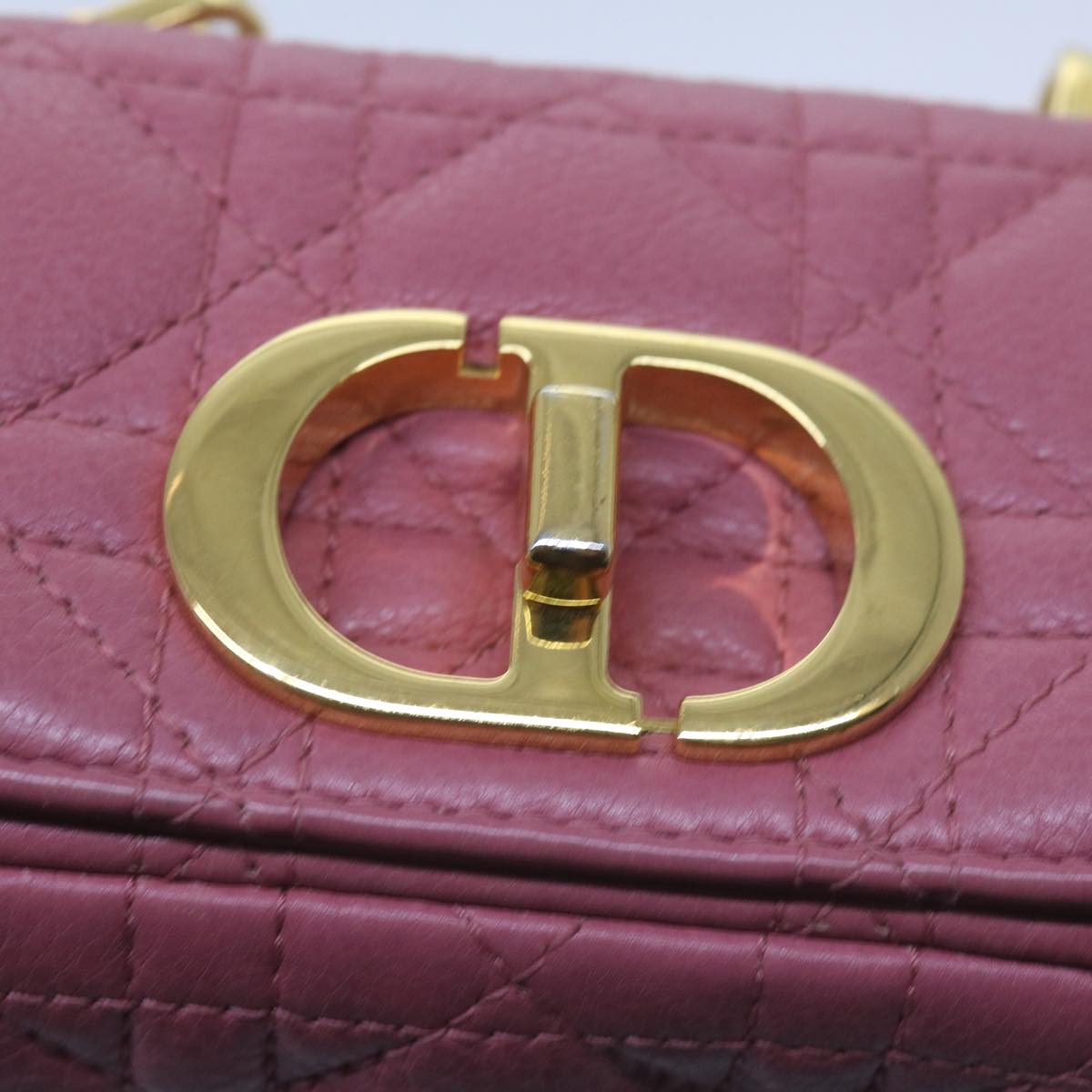 Christian Dior Caro Shoulder Bag Leather Pink Auth 66700A