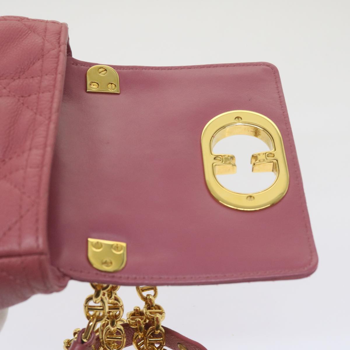 Christian Dior Caro Shoulder Bag Leather Pink Auth 66700A