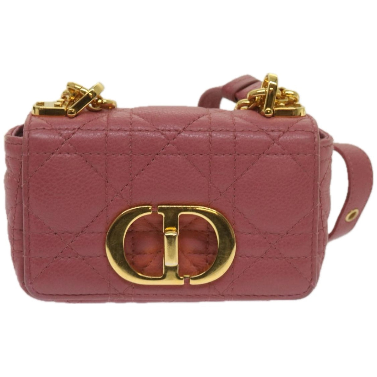 Christian Dior Caro Shoulder Bag Leather Pink Auth 66700A