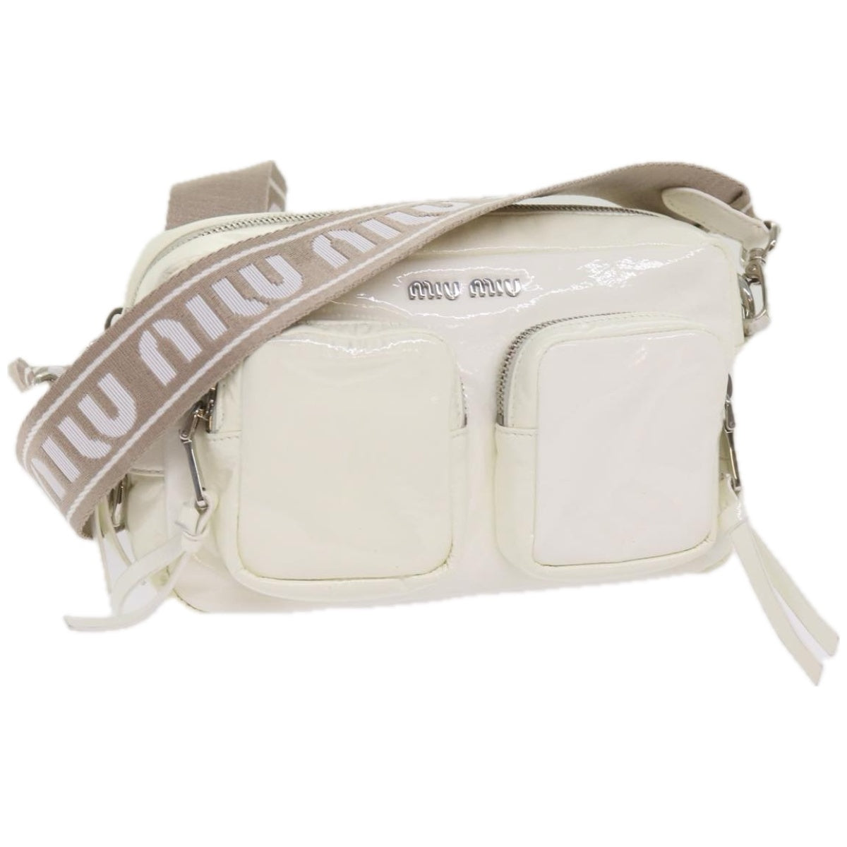 Miu Miu Shoulder Bag Enamel White Auth 66701