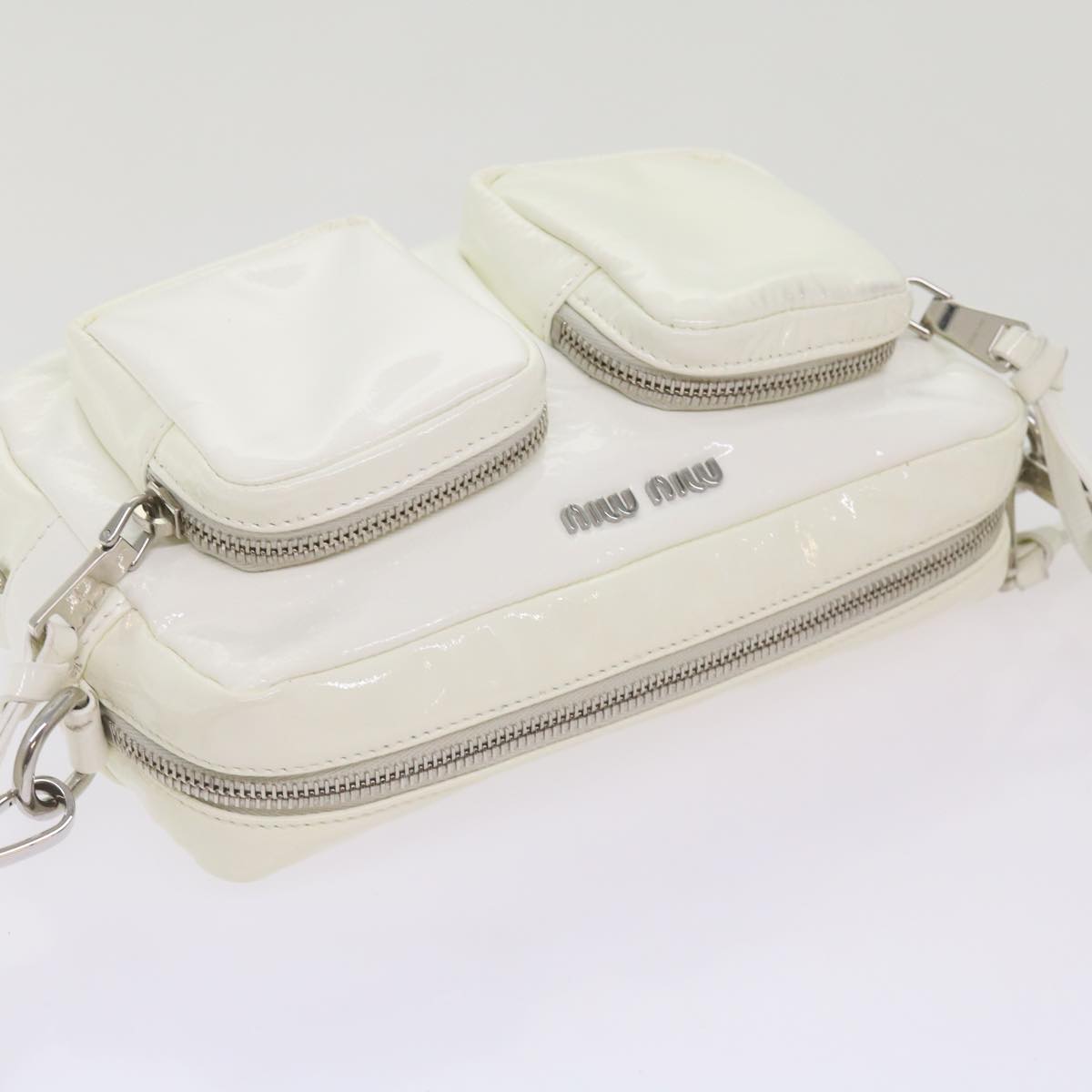 Miu Miu Shoulder Bag Enamel White Auth 66701