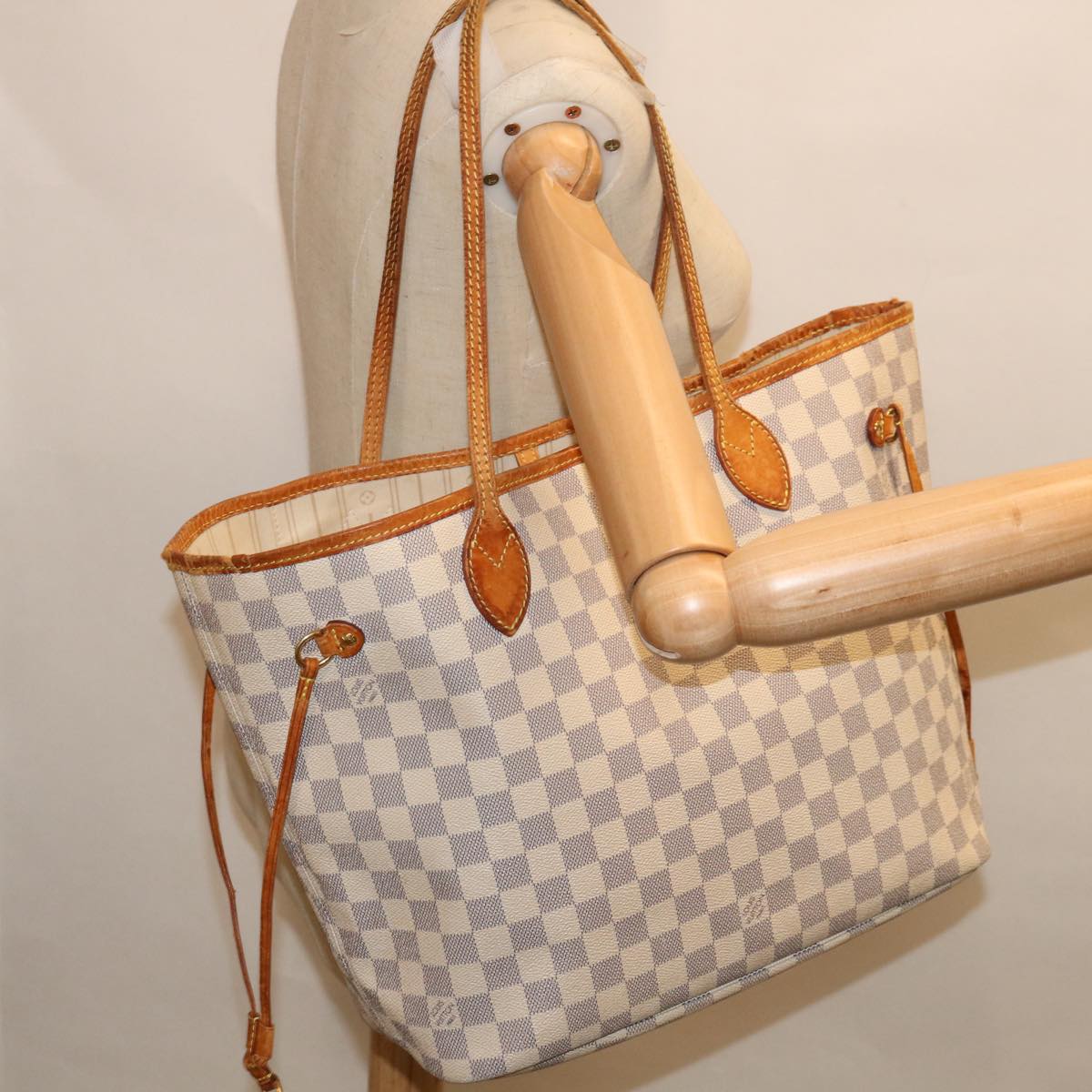 LOUIS VUITTON Damier Azur Neverfull MM Tote Bag N41605 LV Auth 66707