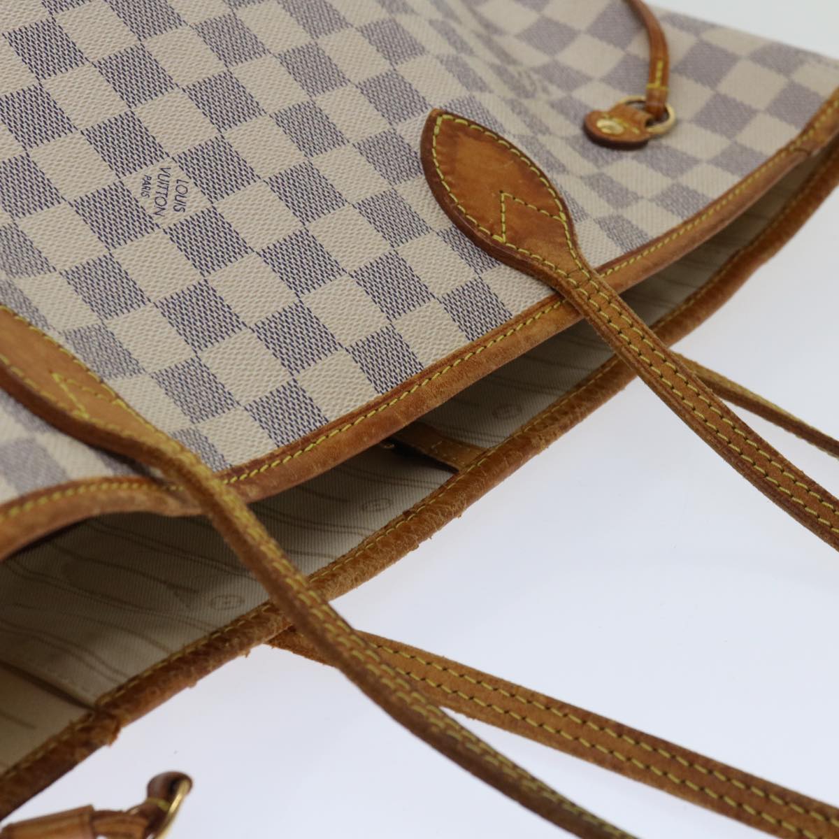 LOUIS VUITTON Damier Azur Neverfull MM Tote Bag N41605 LV Auth 66707