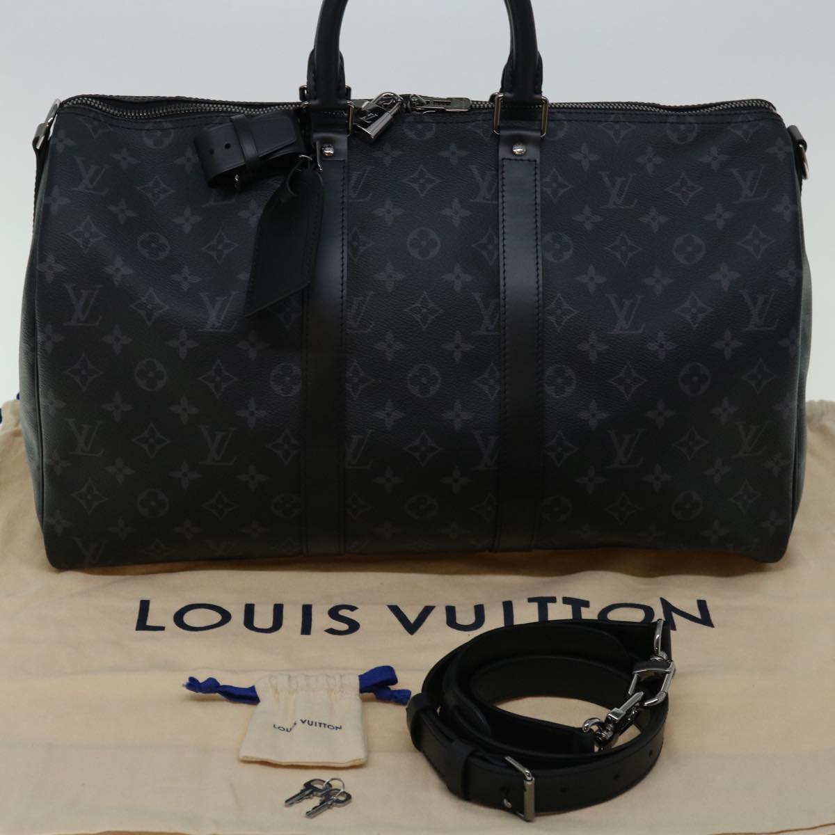 LOUIS VUITTON Monogram Eclipse Keepall Bandouliere 45 Bag M40569 LV Auth 66711A