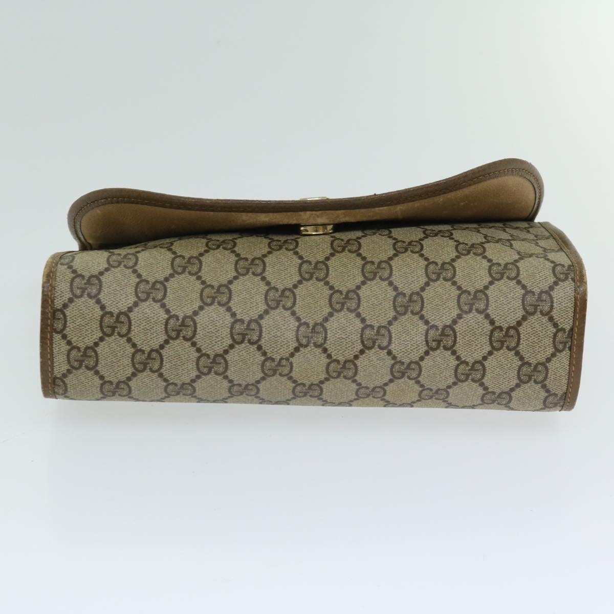 GUCCI GG Canvas Web Sherry Line Clutch Bag PVC Beige Red Green Auth 66716