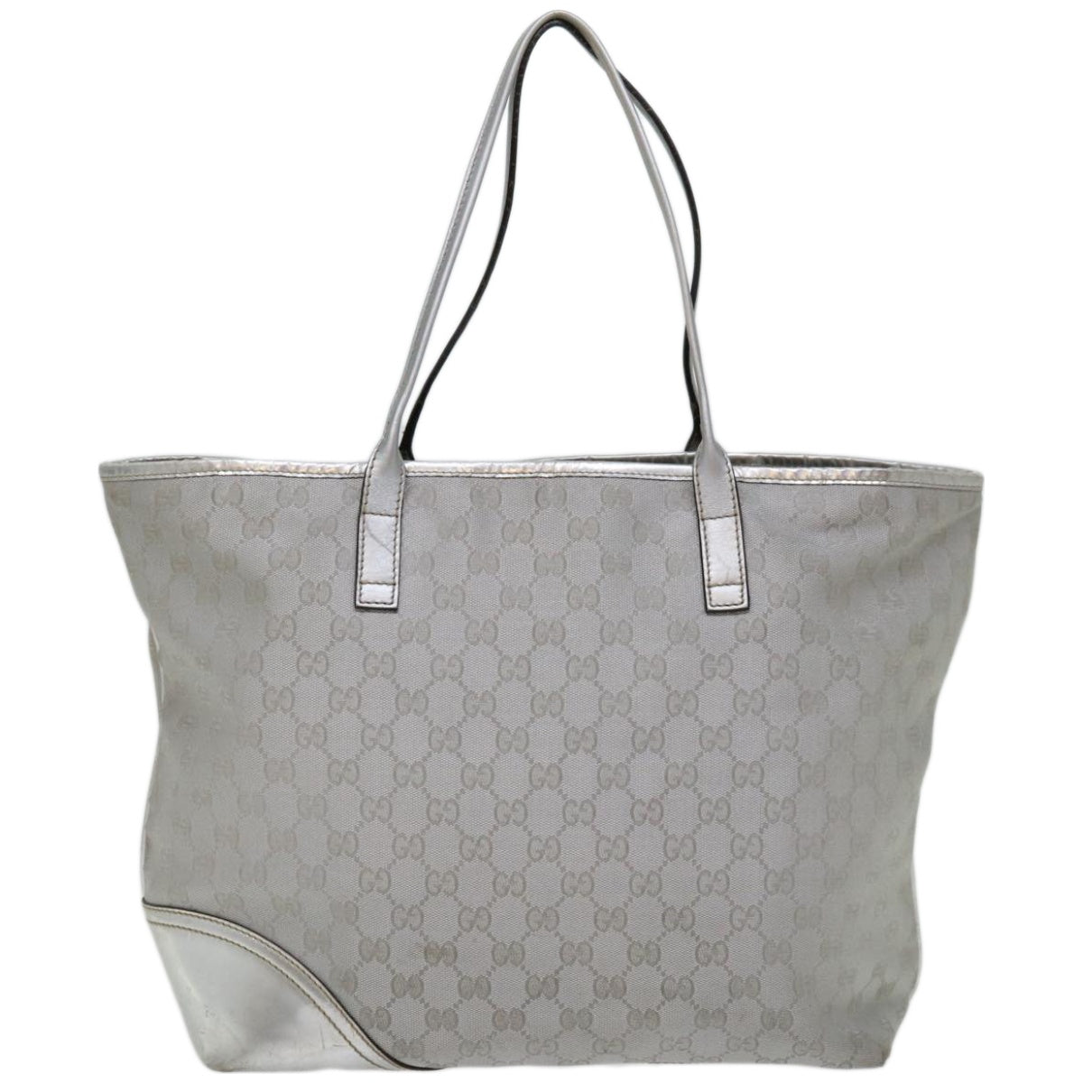 GUCCI GG Canvas Tote Bag Silver 169945 Auth 66727