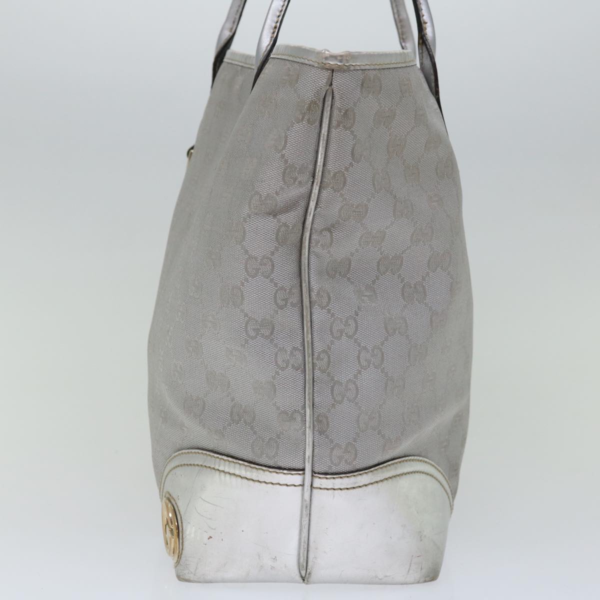 GUCCI GG Canvas Tote Bag Silver 169945 Auth 66727