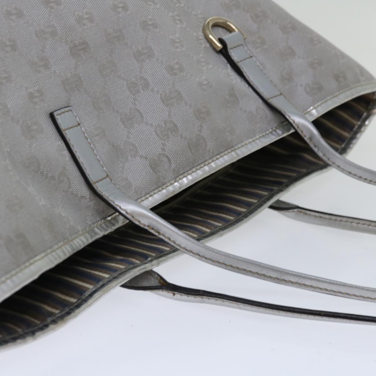 GUCCI GG Canvas Tote Bag Silver 169945 Auth 66727