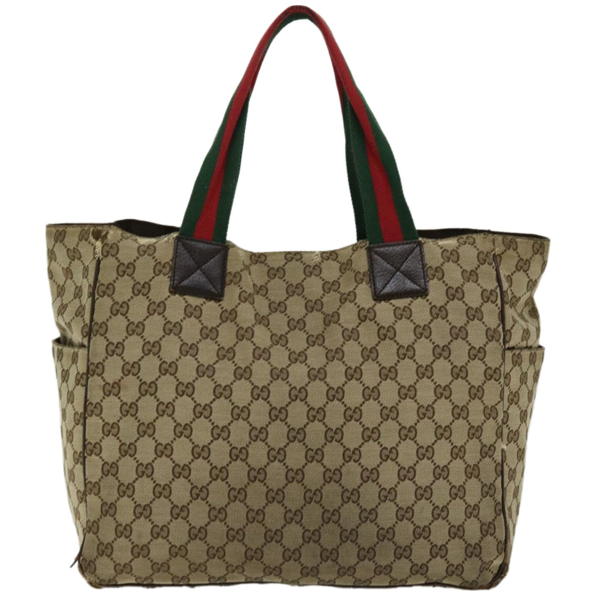 GUCCI GG Canvas Web Sherry Line Hand Bag Beige Red Green 161836 Auth 66731