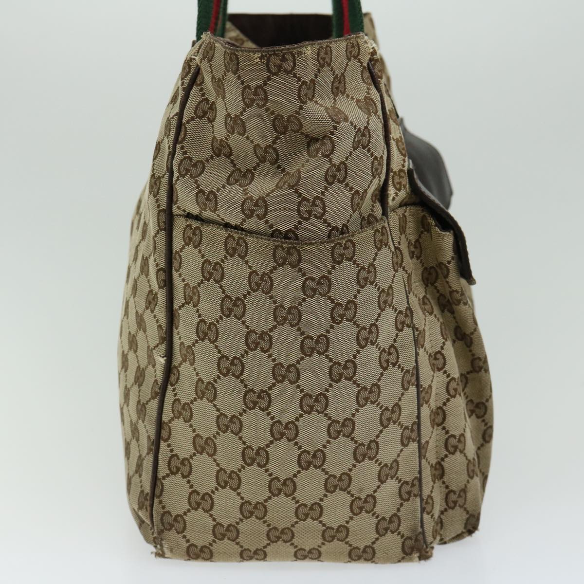 GUCCI GG Canvas Web Sherry Line Hand Bag Beige Red Green 161836 Auth 66731