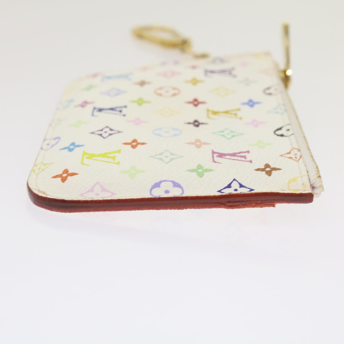 LOUIS VUITTON Multicolor Pochette Cles NM Coin Purse White M93734 LV Auth 66758