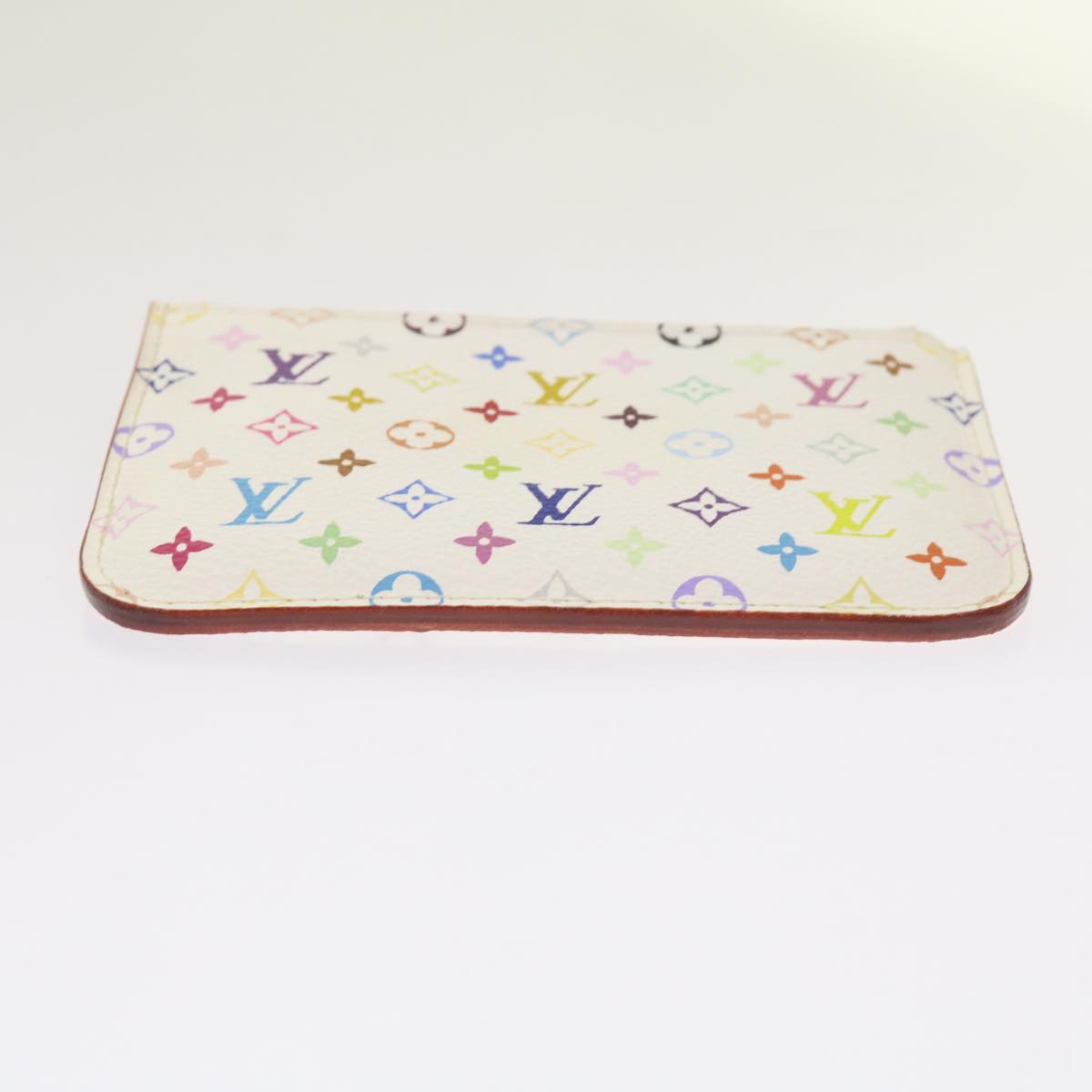 LOUIS VUITTON Multicolor Pochette Cles NM Coin Purse White M93734 LV Auth 66758