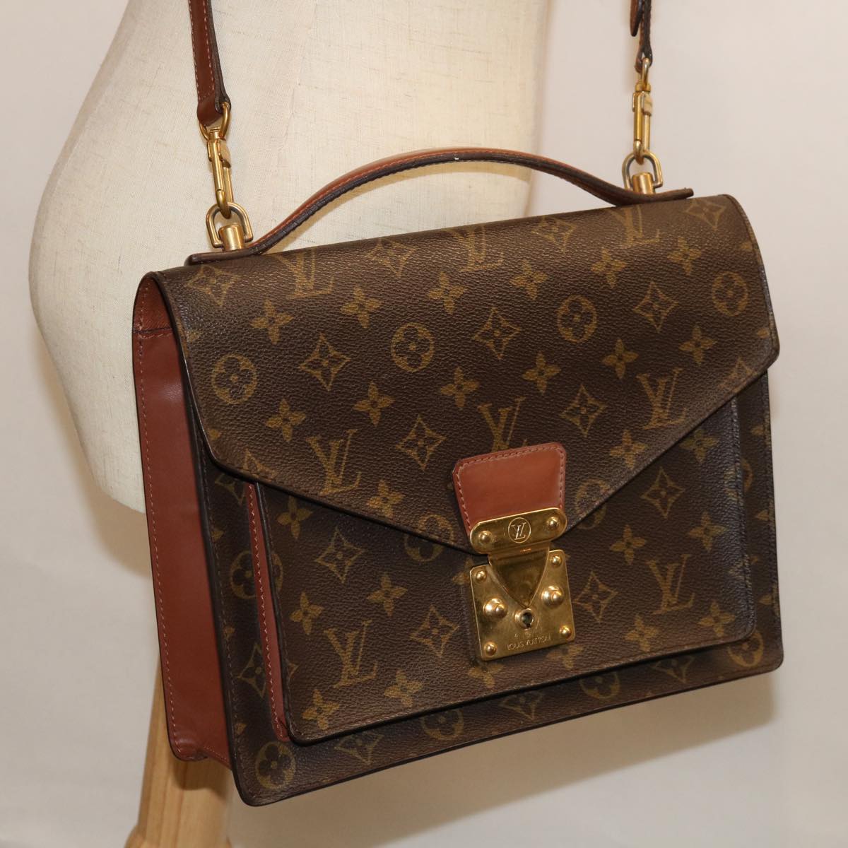 LOUIS VUITTON Monogram Monceau 28 Hand Bag 2way M51185 LV Auth 66764