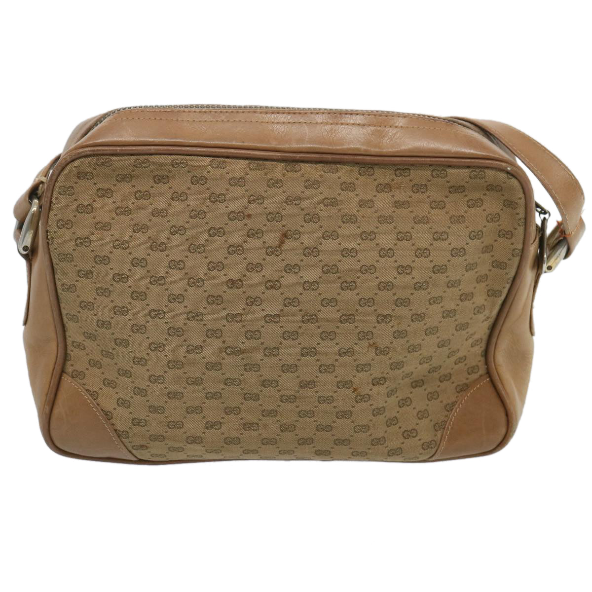 GUCCI Micro GG Canvas Shoulder Bag Beige Auth 66765