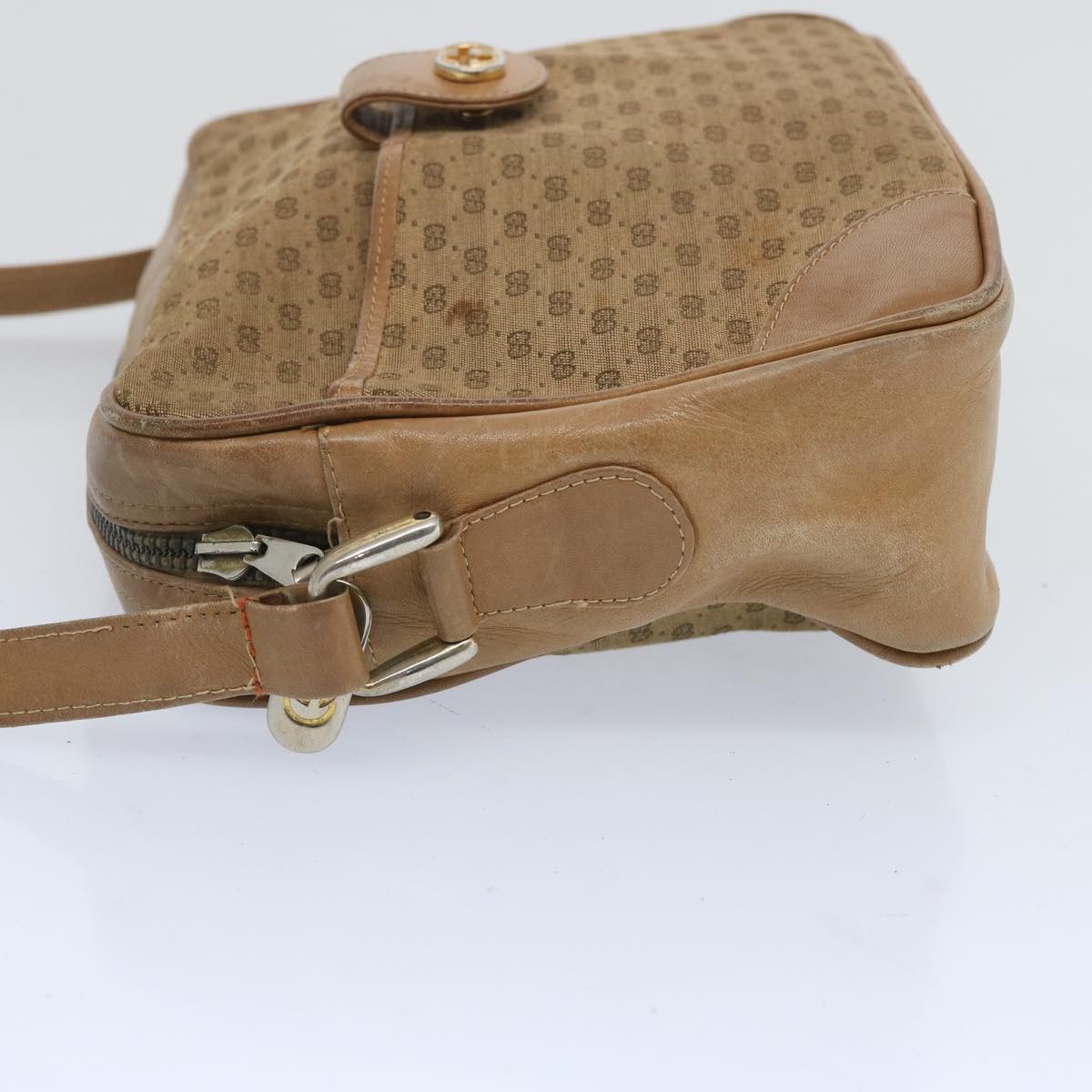 GUCCI Micro GG Canvas Shoulder Bag Beige Auth 66765