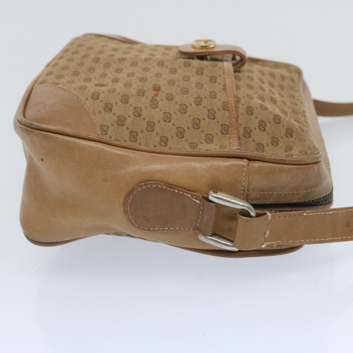 GUCCI Micro GG Canvas Shoulder Bag Beige Auth 66765