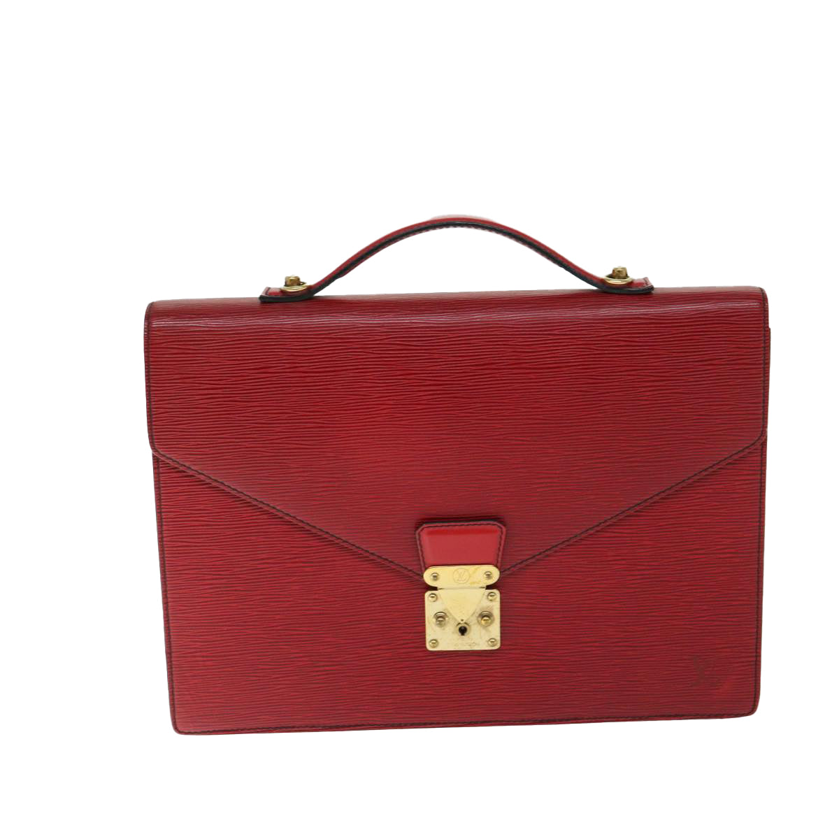 LOUIS VUITTON Epi Porte Documents Bandouliere Briefcase Red LV Auth 66780