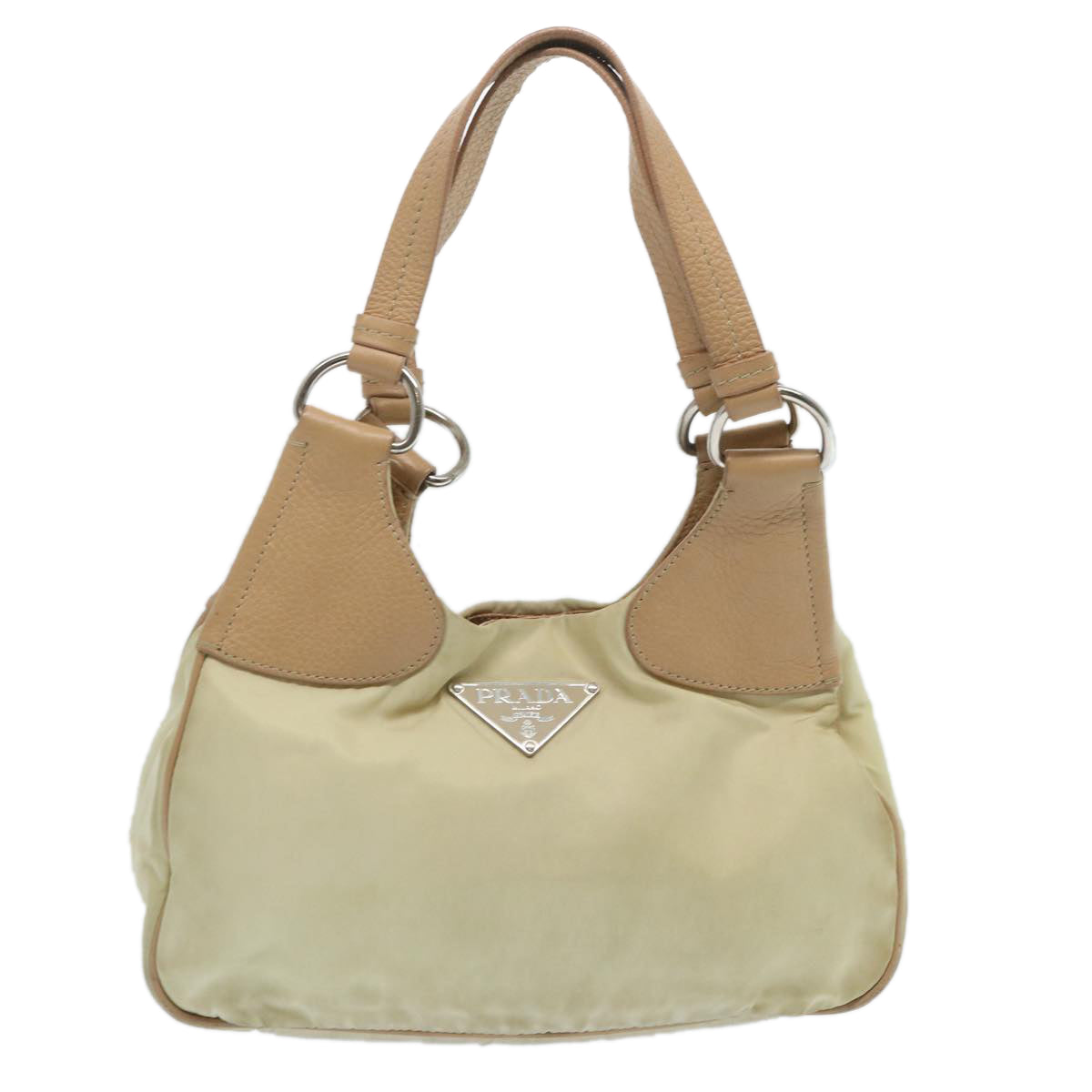 PRADA Shoulder Bag Nylon Cream Auth 66804