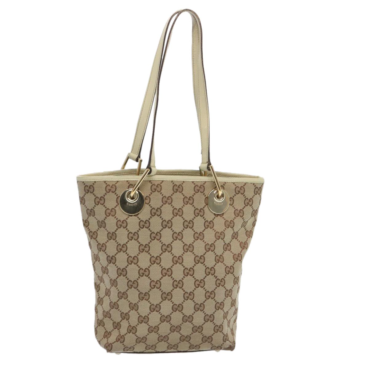 GUCCI GG Canvas Hand Bag Beige 120840 Auth 66813