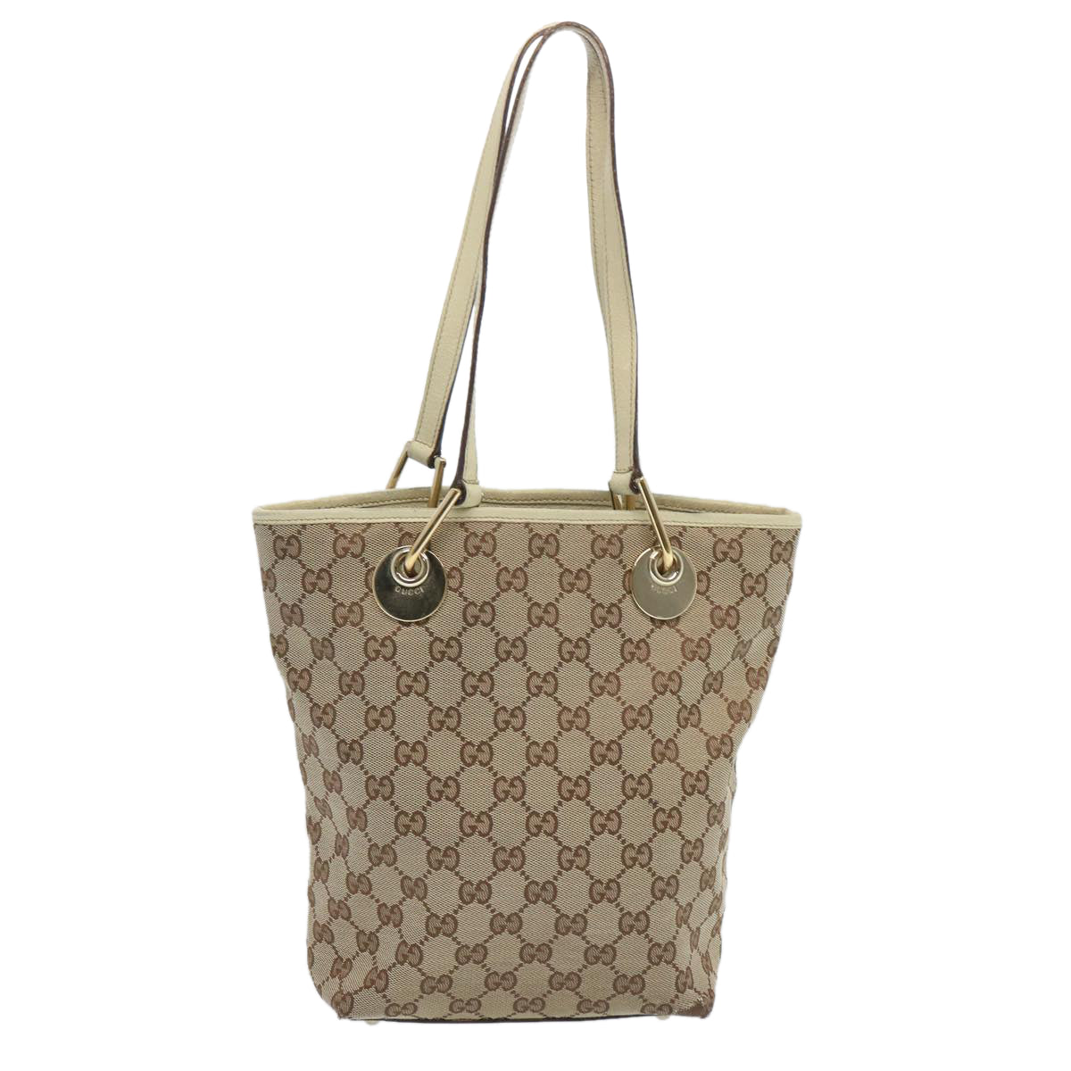 GUCCI GG Canvas Hand Bag Beige 120840 Auth 66813