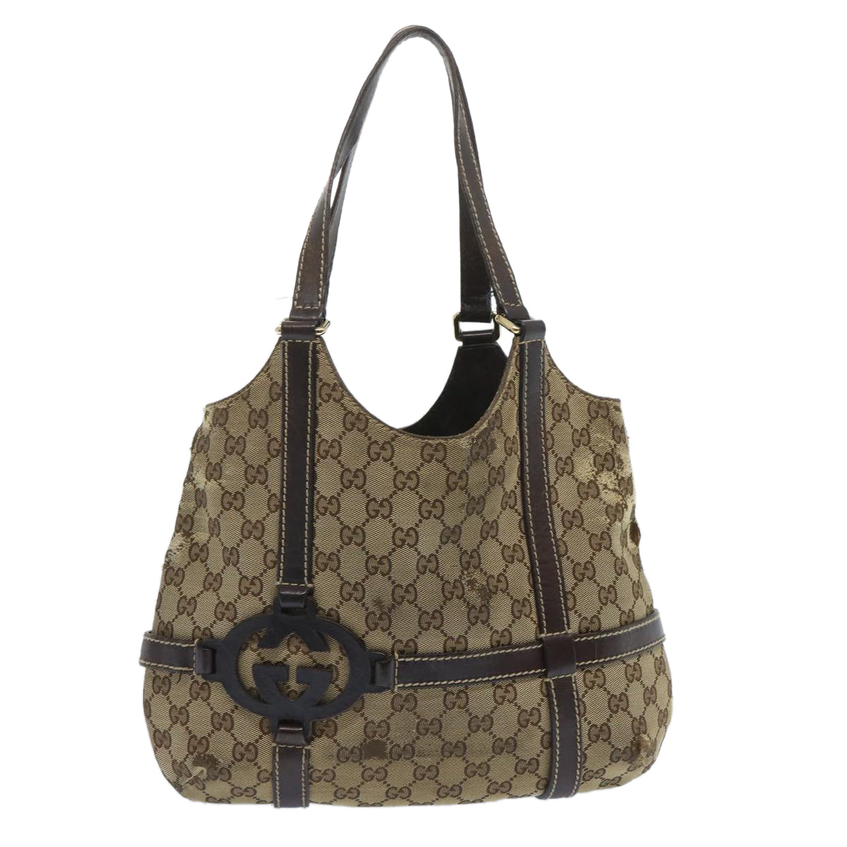 GUCCI GG Canvas Shoulder Bag Beige 181502 Auth 66814