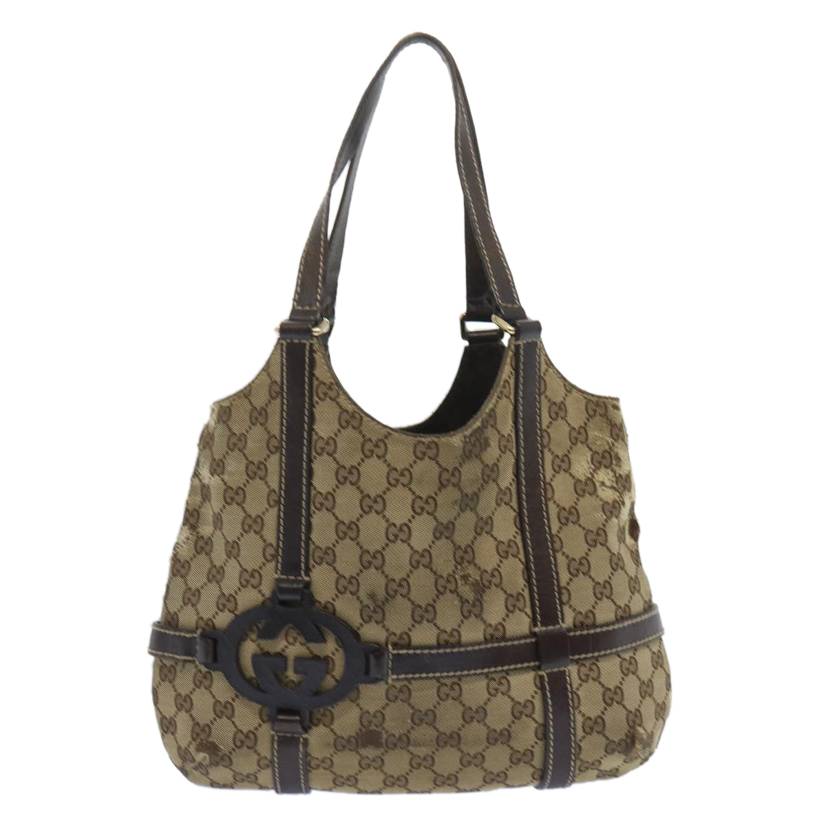 GUCCI GG Canvas Shoulder Bag Beige 181502 Auth 66814