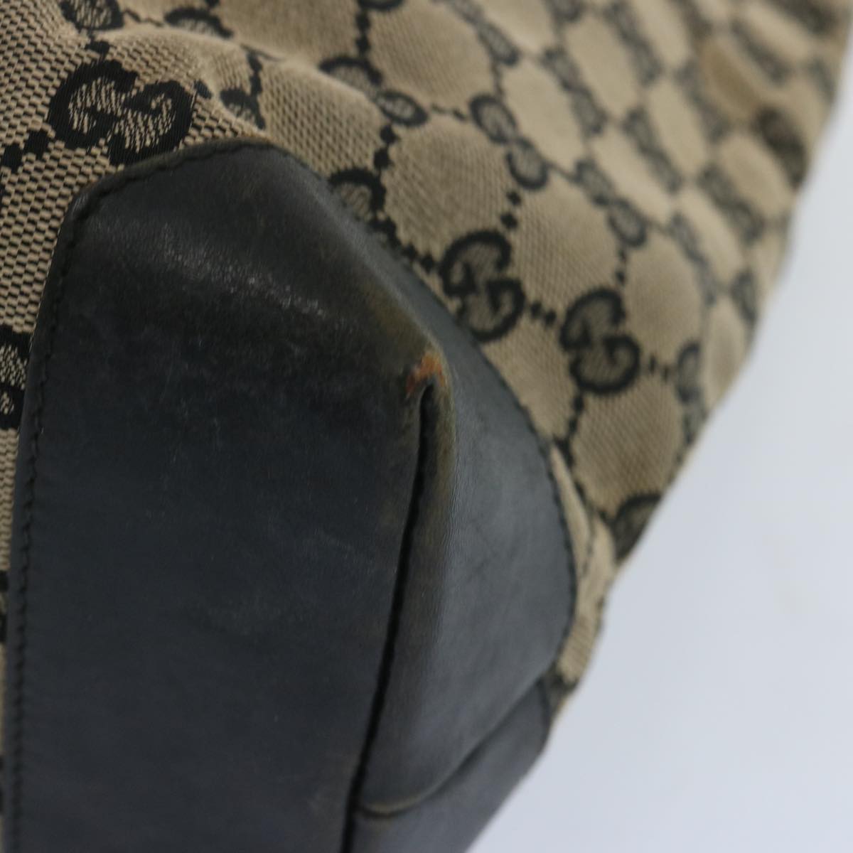 GUCCI GG Canvas Tote Bag Black Beige 019 0426 2404 Auth 66816