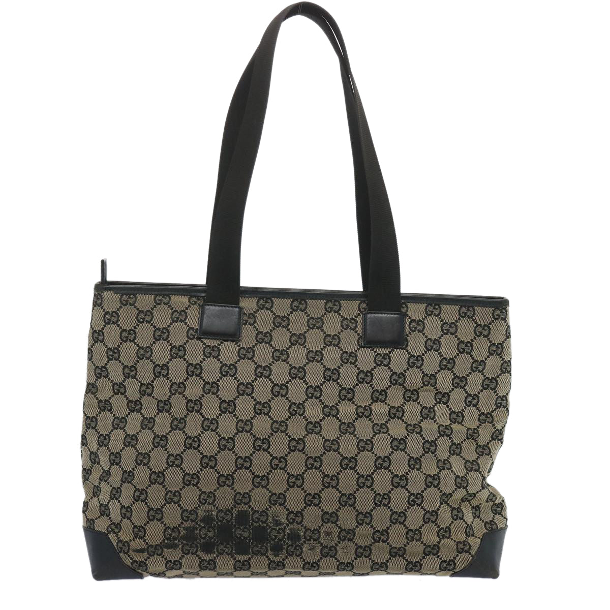 GUCCI GG Canvas Tote Bag Black Beige 019 0426 2404 Auth 66816