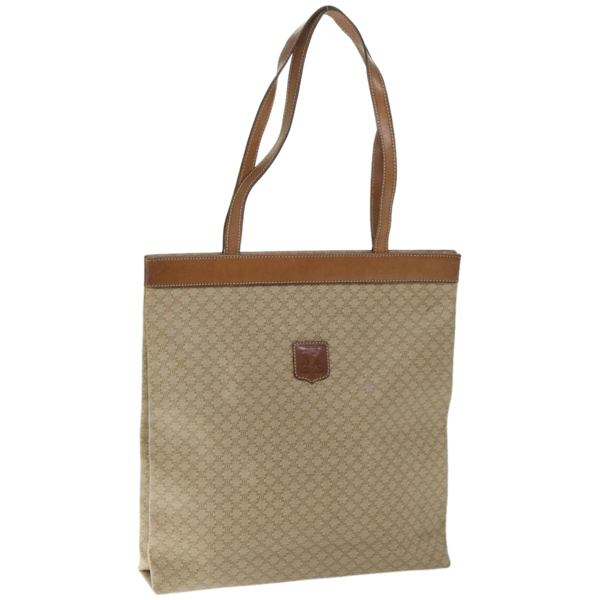 CELINE Macadam Canvas Tote Bag Beige Auth 66821