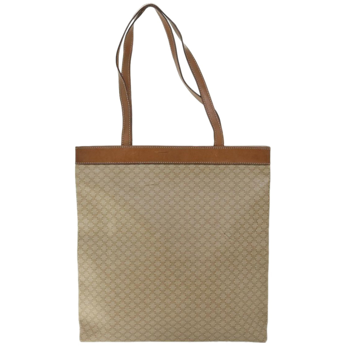 CELINE Macadam Canvas Tote Bag Beige Auth 66821