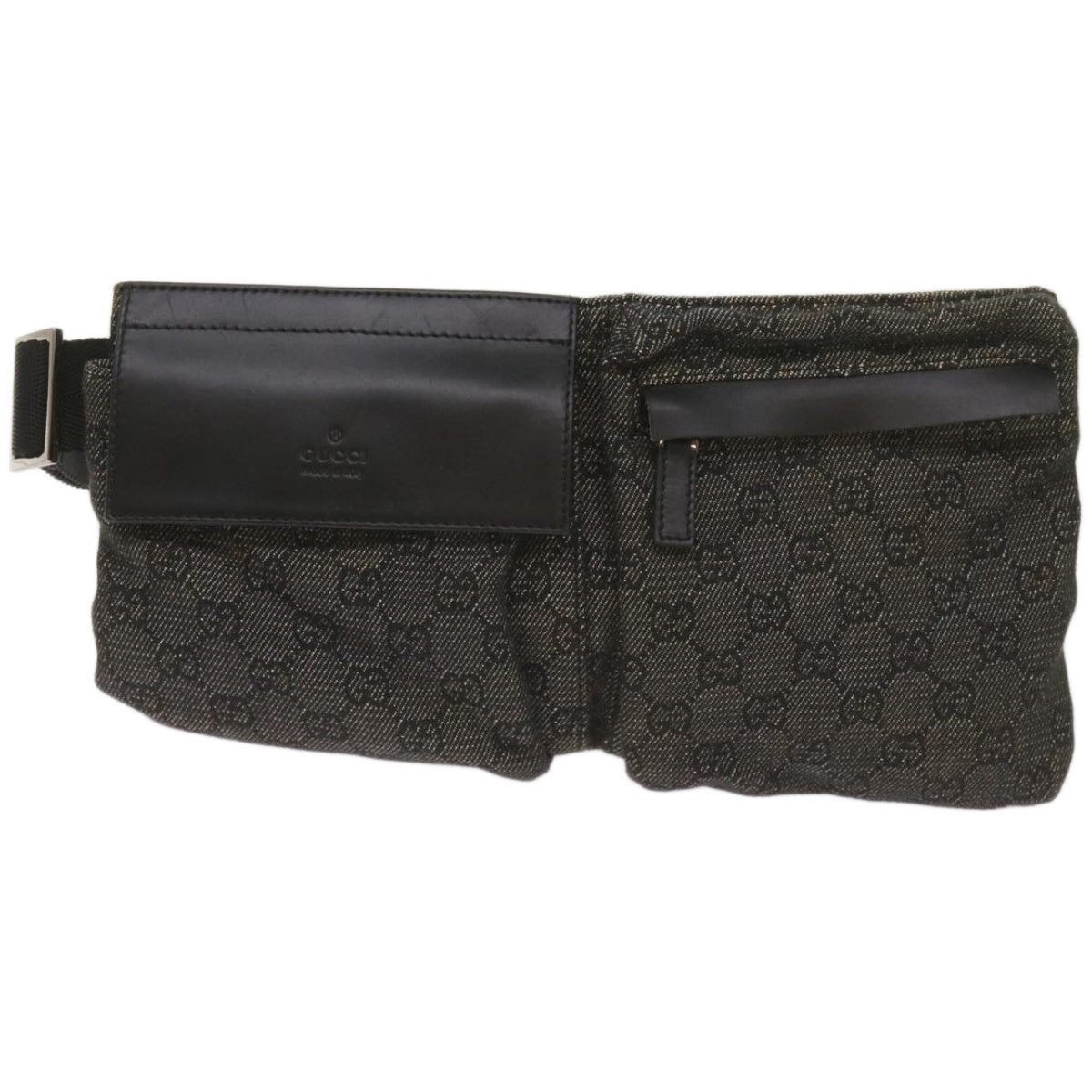 GUCCI GG Canvas Waist bag Black 28566 Auth 66840