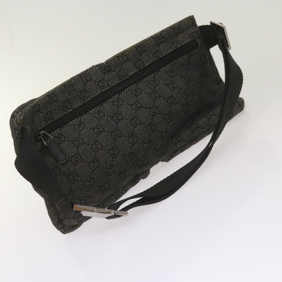 GUCCI GG Canvas Waist bag Black 28566 Auth 66840