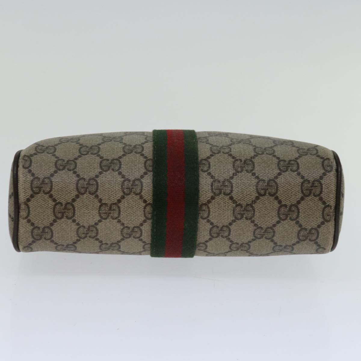 GUCCI GG Supreme Web Sherry Line Clutch Bag Beige Red Green 89 01 012 Auth 66851