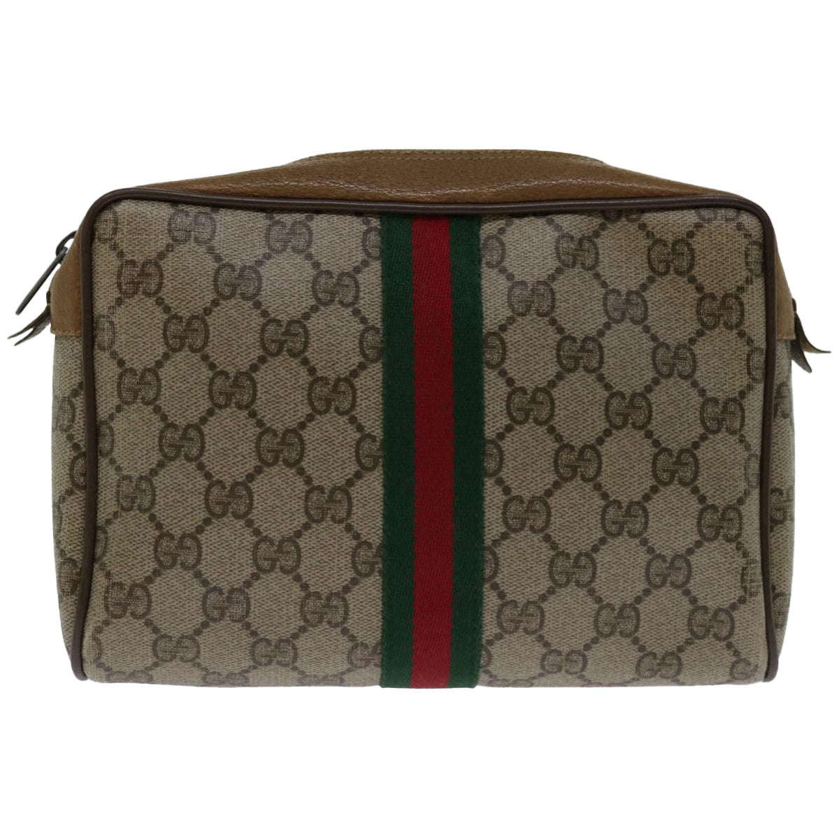 GUCCI GG Supreme Web Sherry Line Clutch Bag Beige Red Green 89 01 012 Auth 66852