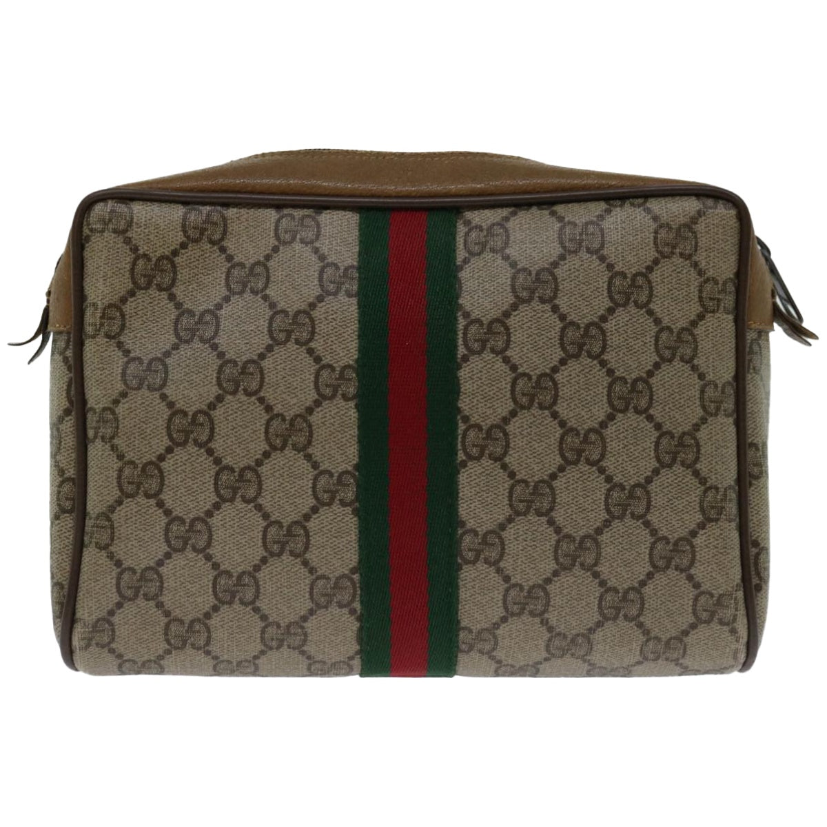 GUCCI GG Supreme Web Sherry Line Clutch Bag Beige Red Green 89 01 012 Auth 66852